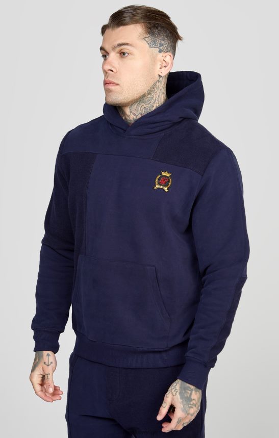 män SikSilk marinblå skär och sy omvänd oversized hoodie kläder 02V424435