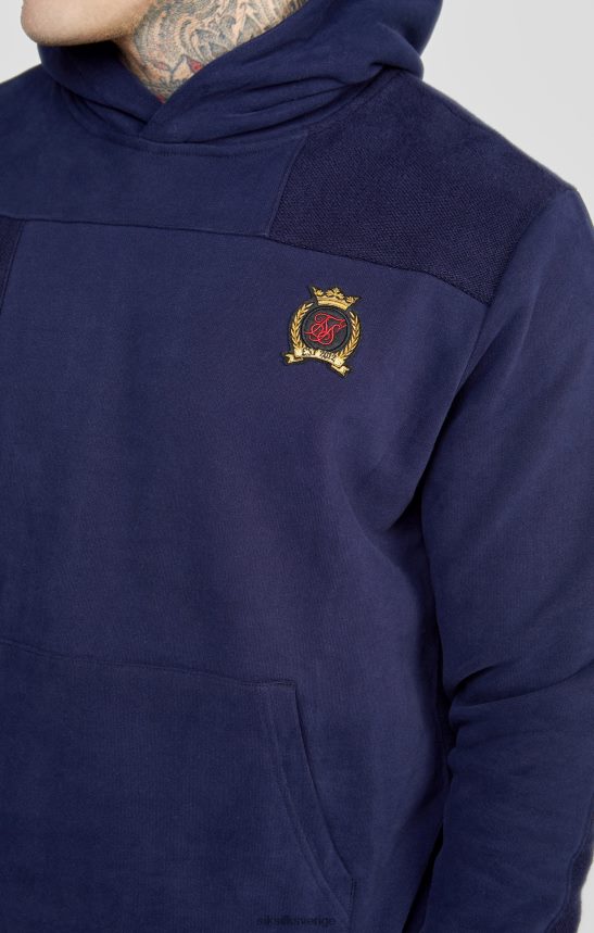 män SikSilk marinblå skär och sy omvänd oversized hoodie kläder 02V424435