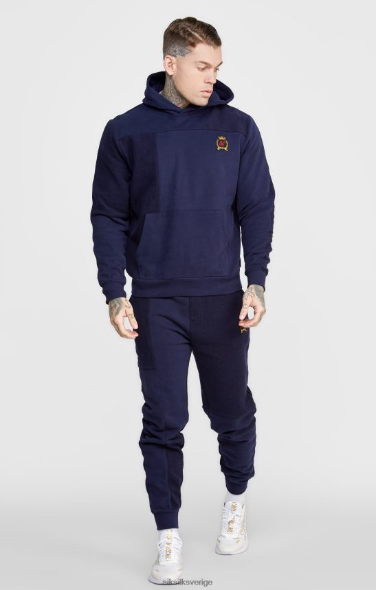 män SikSilk marinblå skär och sy omvänd oversized hoodie kläder 02V424435