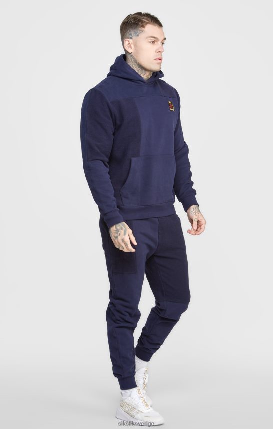 män SikSilk marinblå skär och sy omvänd oversized hoodie kläder 02V424435