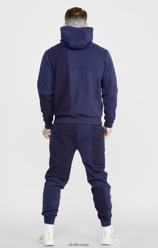män SikSilk marinblå skär och sy omvänd oversized hoodie kläder 02V424435