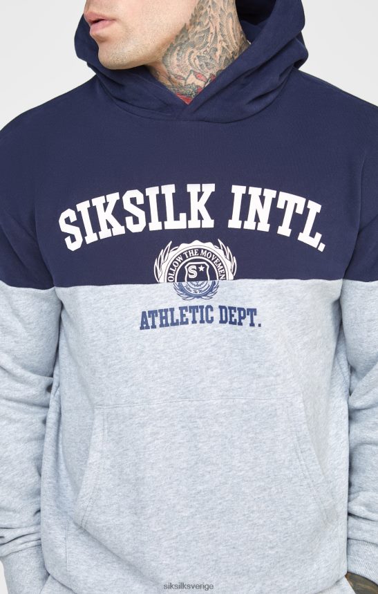män SikSilk marinblå skära och sy oversized hoodie kläder 02V424442