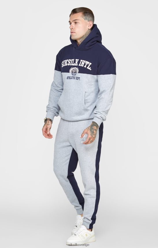 män SikSilk marinblå skära och sy oversized hoodie kläder 02V424442