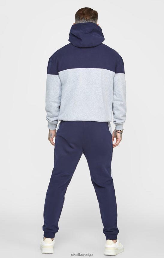 män SikSilk marinblå skära och sy oversized hoodie kläder 02V424442