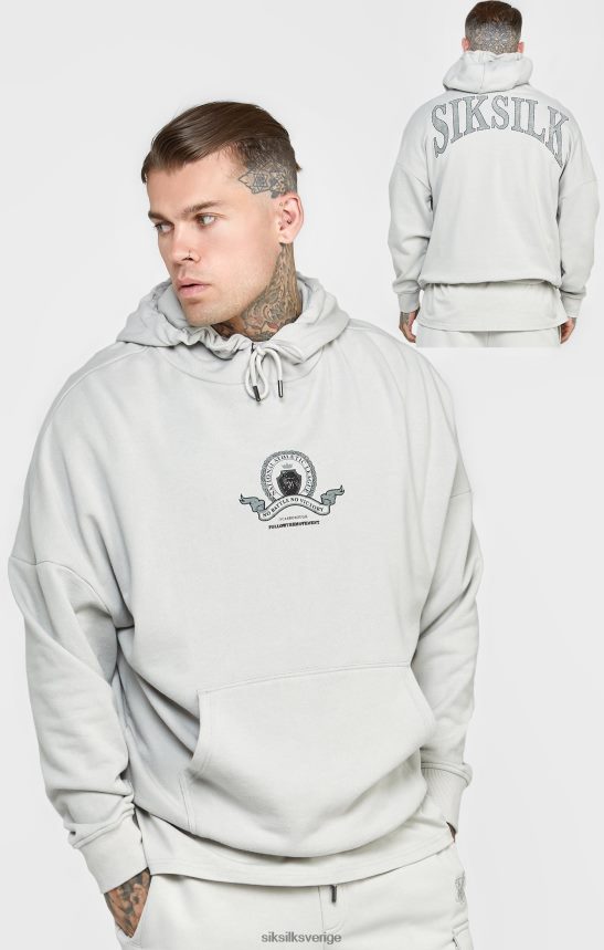 män SikSilk oversized hoodie med grå varsity-tryck kläder 02V424443