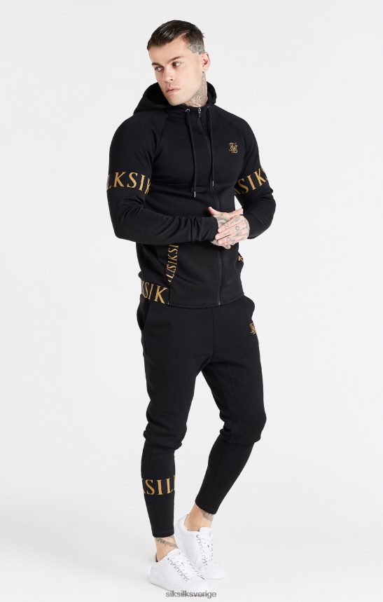 män SikSilk svart dynamisk luvtröja med dragkedja kläder 02V424416