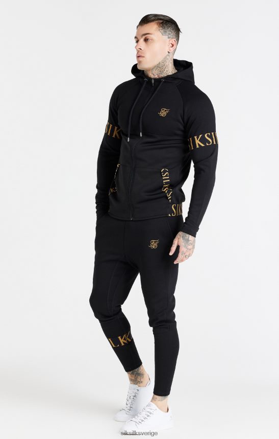 män SikSilk svart dynamisk luvtröja med dragkedja kläder 02V424416