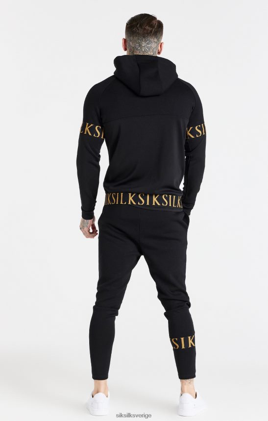 män SikSilk svart dynamisk luvtröja med dragkedja kläder 02V424416