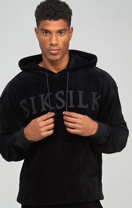 män SikSilk svart manchester applikation med logotyp luvtröja kläder 02V424414