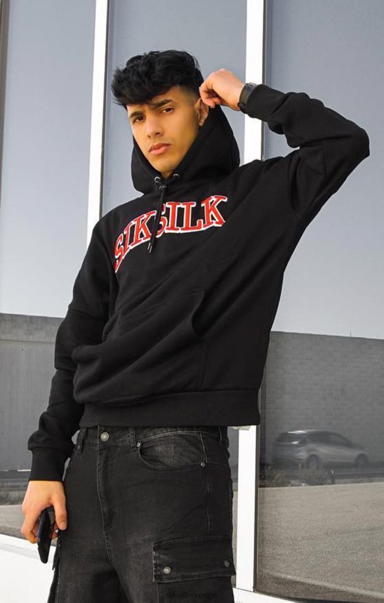 män SikSilk svart oversized hoodie kläder 02V424426