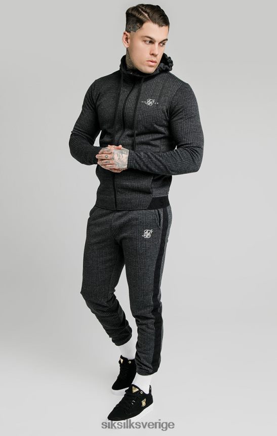 män SikSilk tonal rutig agility luvtröja med dragkedja - grå kläder 02V424451