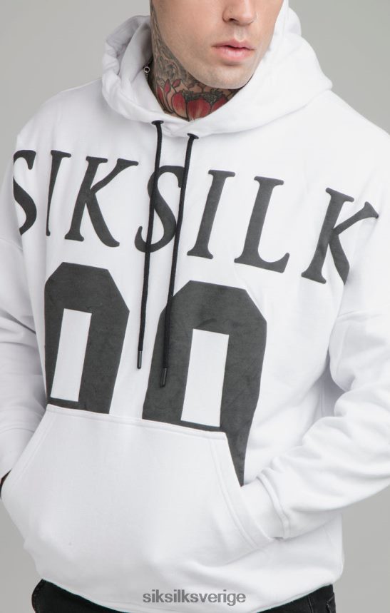 män SikSilk vit drop shoulder luvtröja med avslappnad passform kläder 02V424460