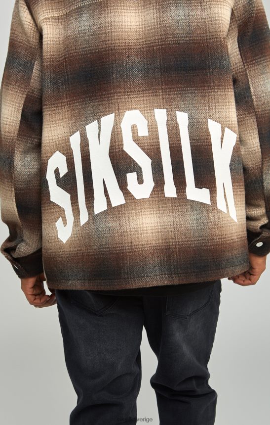 män SikSilk rutig övertröja med brun tryckt logga kläder 02V424467