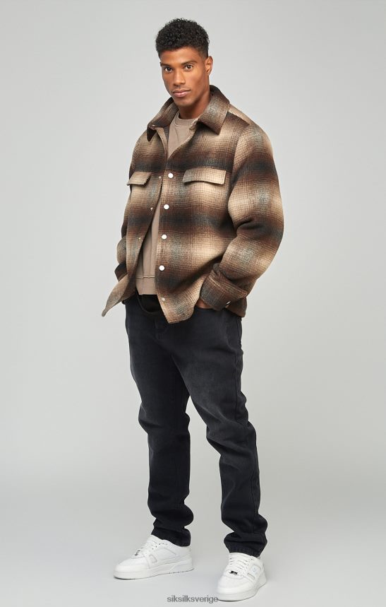 män SikSilk rutig övertröja med brun tryckt logga kläder 02V424467