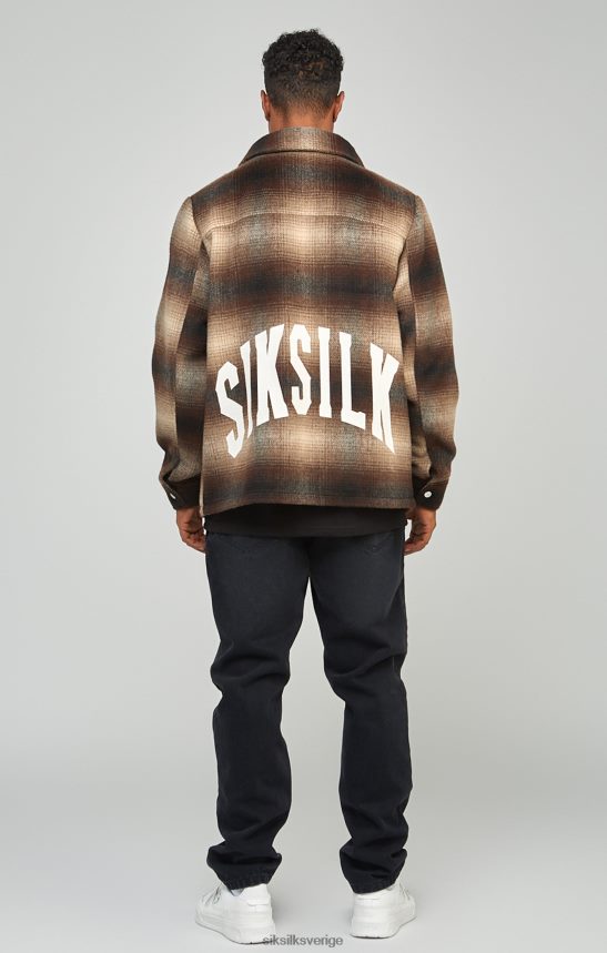 män SikSilk rutig övertröja med brun tryckt logga kläder 02V424467