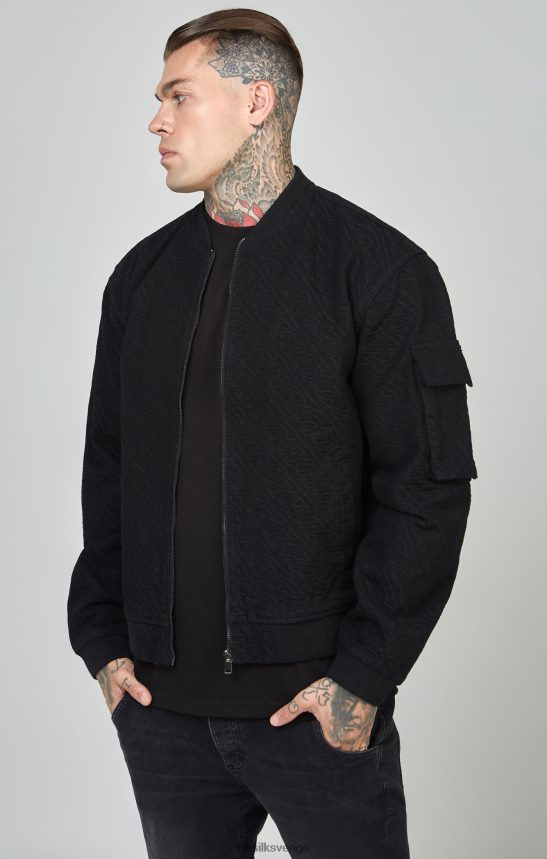 män SikSilk svart bomberjacka i jeans med logotyp kläder 02V424491