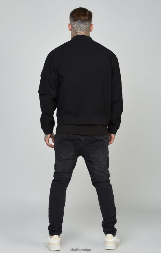 män SikSilk svart bomberjacka i jeans med logotyp kläder 02V424491