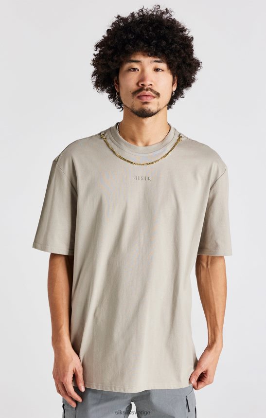 män SikSilk beige oversized kedja t-shirt kläder 02V424392