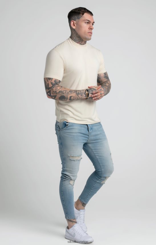 män SikSilk beige t-shirt med hög hals kläder 02V424378