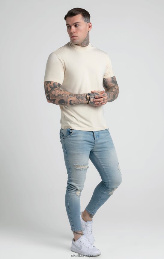 män SikSilk beige t-shirt med hög hals kläder 02V424378