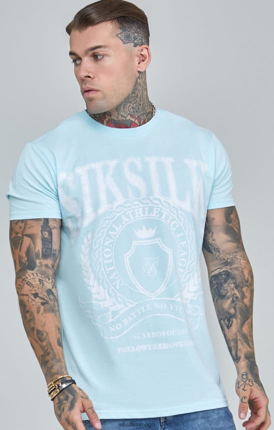 män SikSilk blå varsity boxy fit t-shirt kläder 02V424396