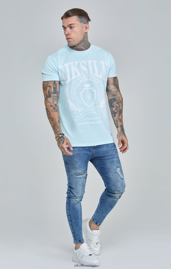 män SikSilk blå varsity boxy fit t-shirt kläder 02V424396