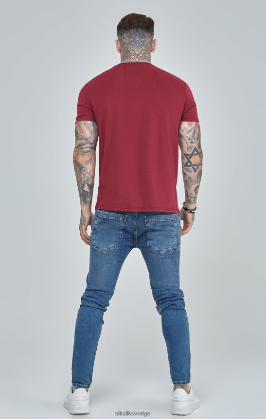 män SikSilk burgundy script logotyp oversized t-shirt kläder 02V424386