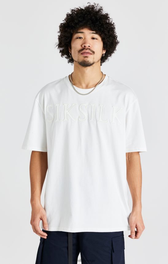 män SikSilk ecru oversized logotyp t-shirt kläder 02V424404