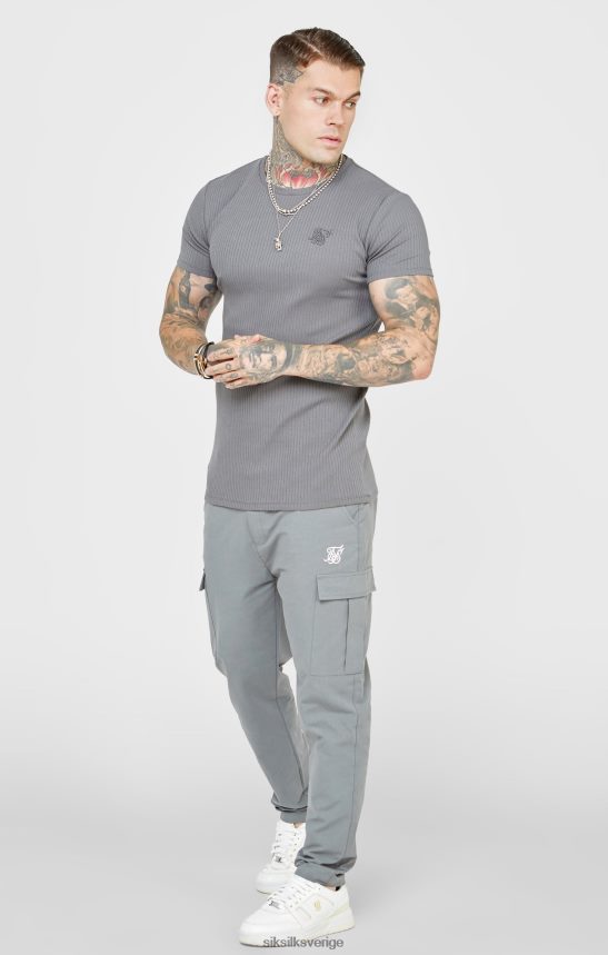 män SikSilk grå ribbstickad t-shirt kläder 02V424374