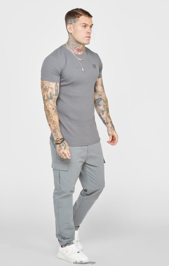 män SikSilk grå ribbstickad t-shirt kläder 02V424374