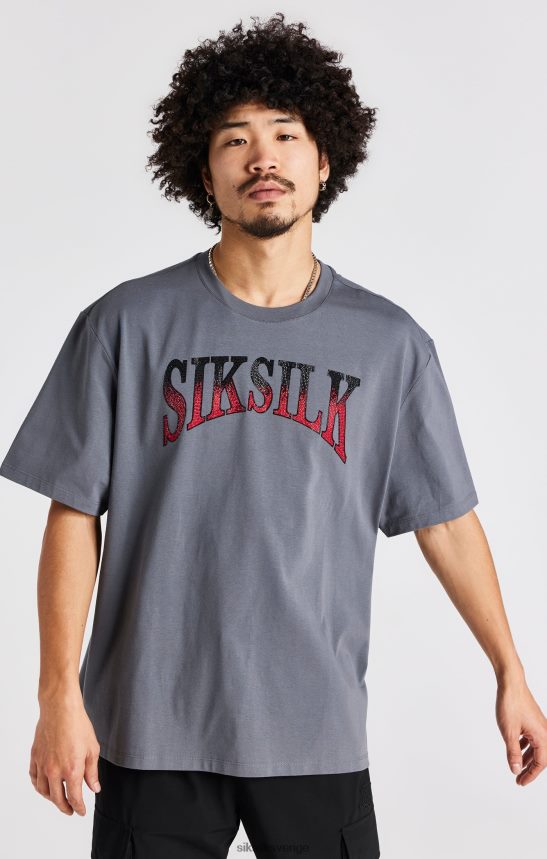 män SikSilk grå strass kortärmad t-shirt kläder 02V424400