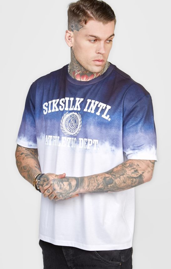 män SikSilk marinblå grafisk blekna t-shirt kläder 02V424384