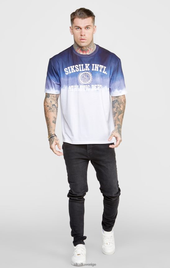män SikSilk marinblå grafisk blekna t-shirt kläder 02V424384