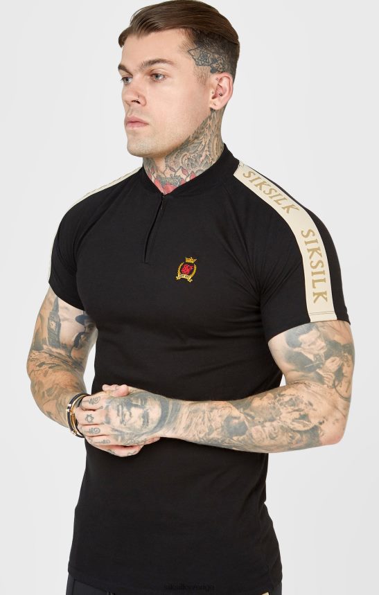 män SikSilk svart crest kortärmad piké kläder 02V424385