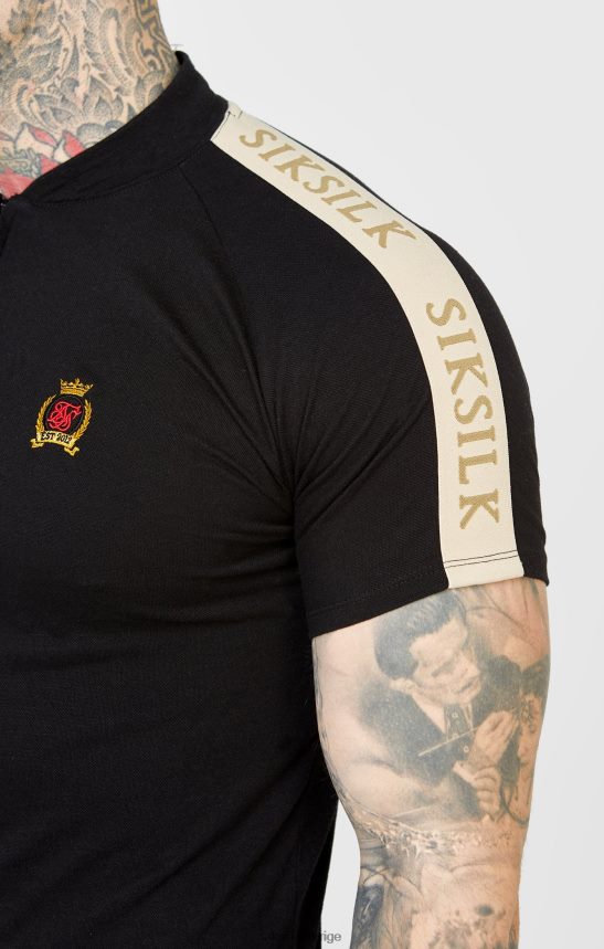 män SikSilk svart crest kortärmad piké kläder 02V424385