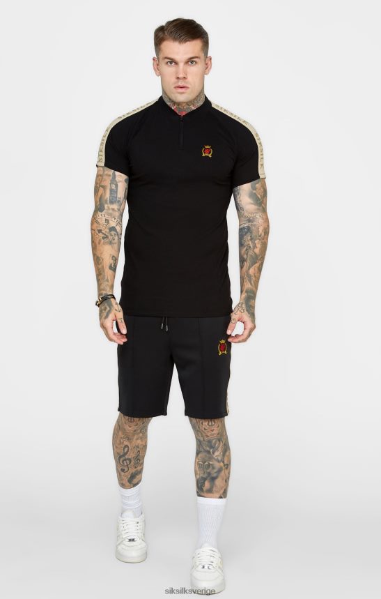 män SikSilk svart crest kortärmad piké kläder 02V424385