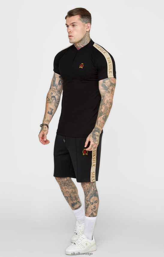 män SikSilk svart crest kortärmad piké kläder 02V424385