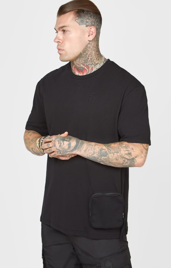 män SikSilk svart ficka oversized t-shirt kläder 02V424399