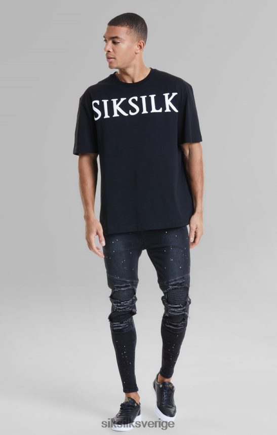 män SikSilk svart t-shirt med avslappnad passform kläder 02V424407