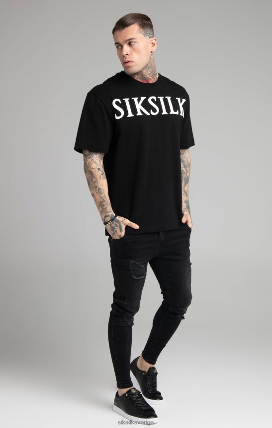 män SikSilk svart t-shirt med avslappnad passform kläder 02V424407