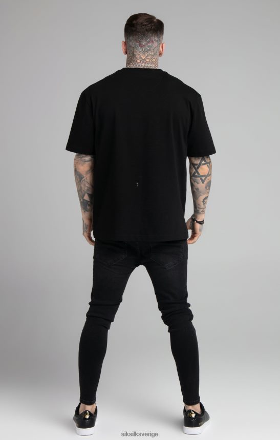 män SikSilk svart t-shirt med avslappnad passform kläder 02V424407