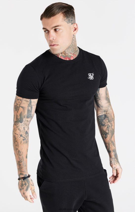 män SikSilk svart väsentlig kortärmad t-shirt med muskelpassform kläder 02V424363