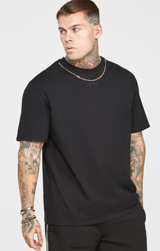 män SikSilk svart överdimensionerad t-shirt med kedja kläder 02V424387