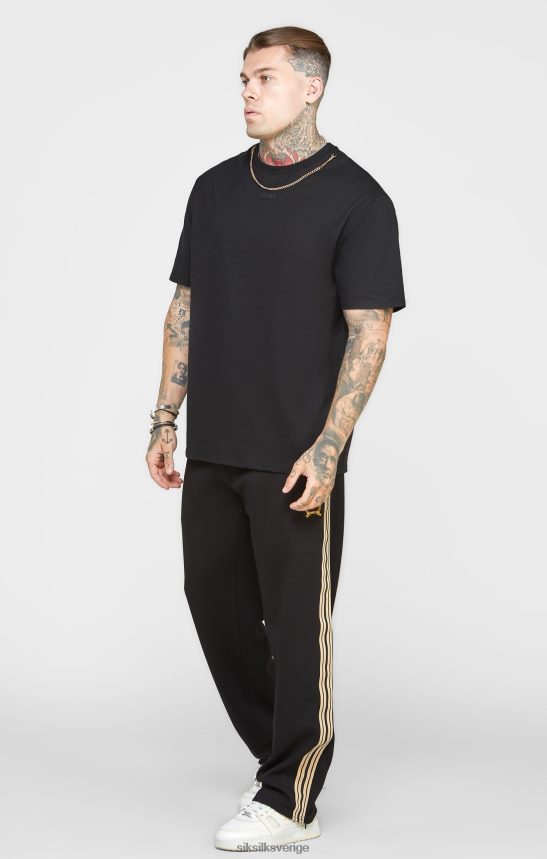 män SikSilk svart överdimensionerad t-shirt med kedja kläder 02V424387