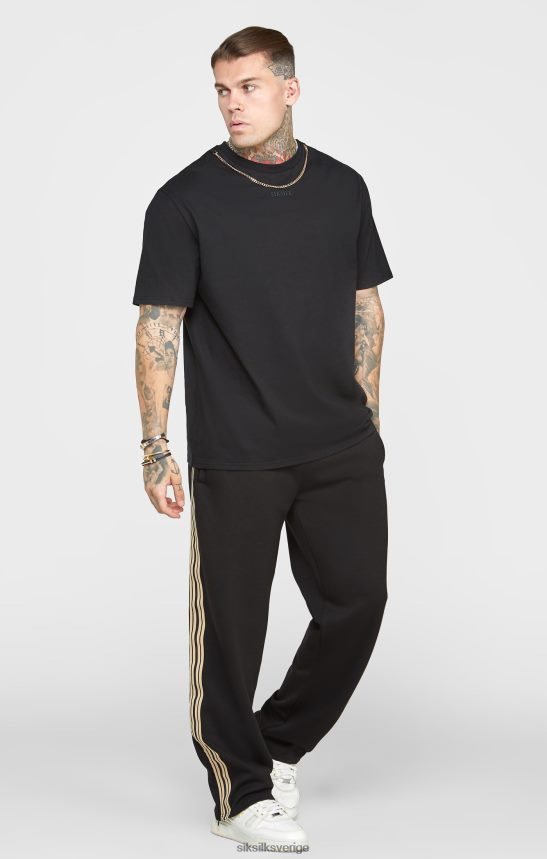 män SikSilk svart överdimensionerad t-shirt med kedja kläder 02V424387