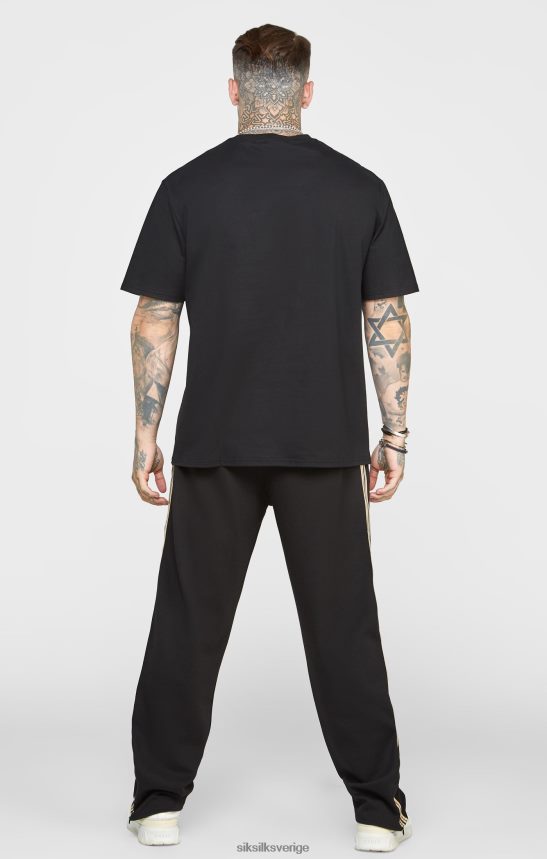 män SikSilk svart överdimensionerad t-shirt med kedja kläder 02V424387