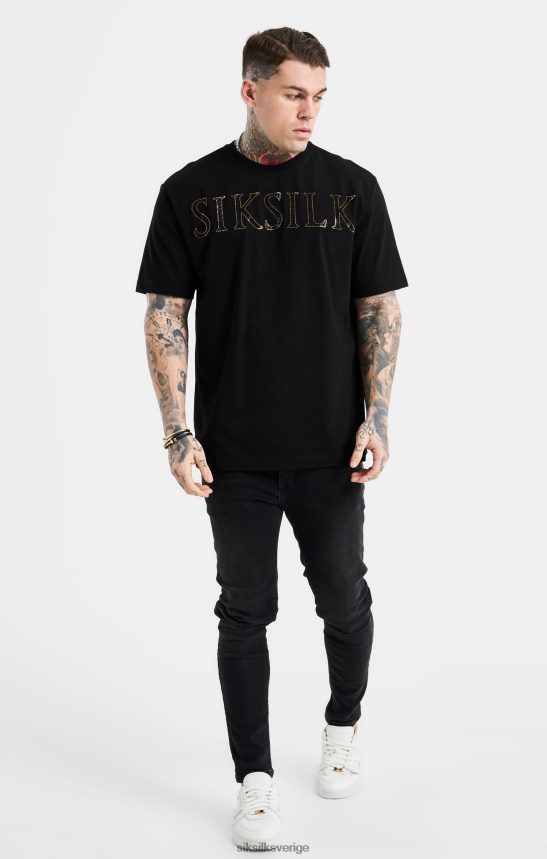 män SikSilk svart överdimensionerad t-shirt med logotyp i strass kläder 02V424383