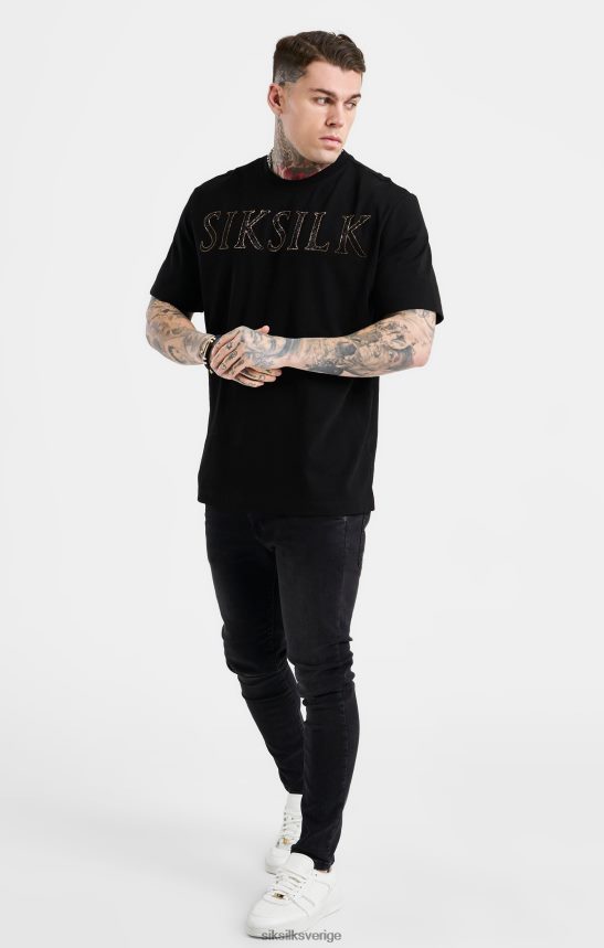 män SikSilk svart överdimensionerad t-shirt med logotyp i strass kläder 02V424383