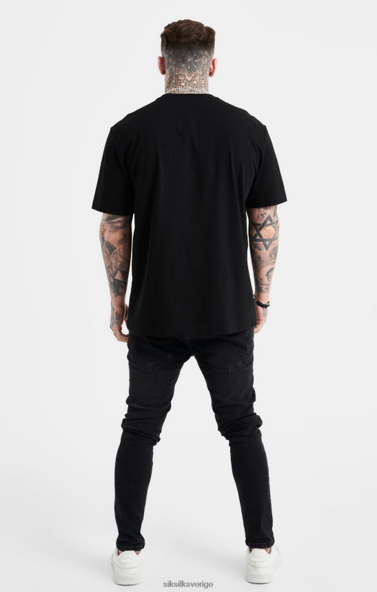 män SikSilk svart överdimensionerad t-shirt med logotyp i strass kläder 02V424383
