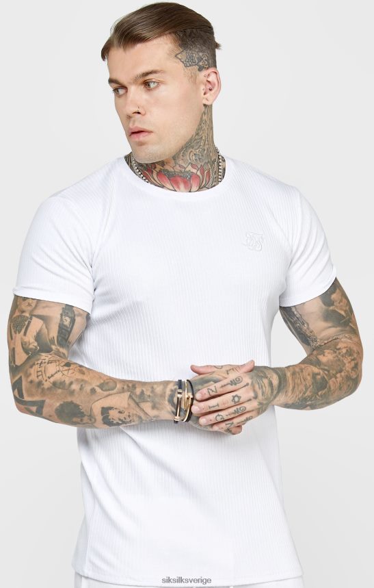 män SikSilk vit ribbstickad t-shirt kläder 02V424381